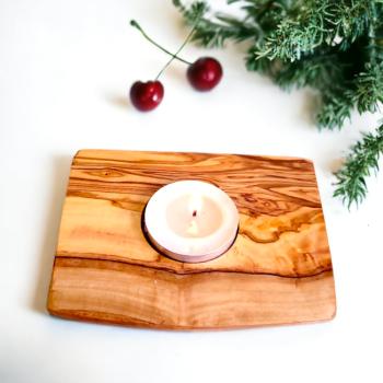 Olive Wood Candle Holder