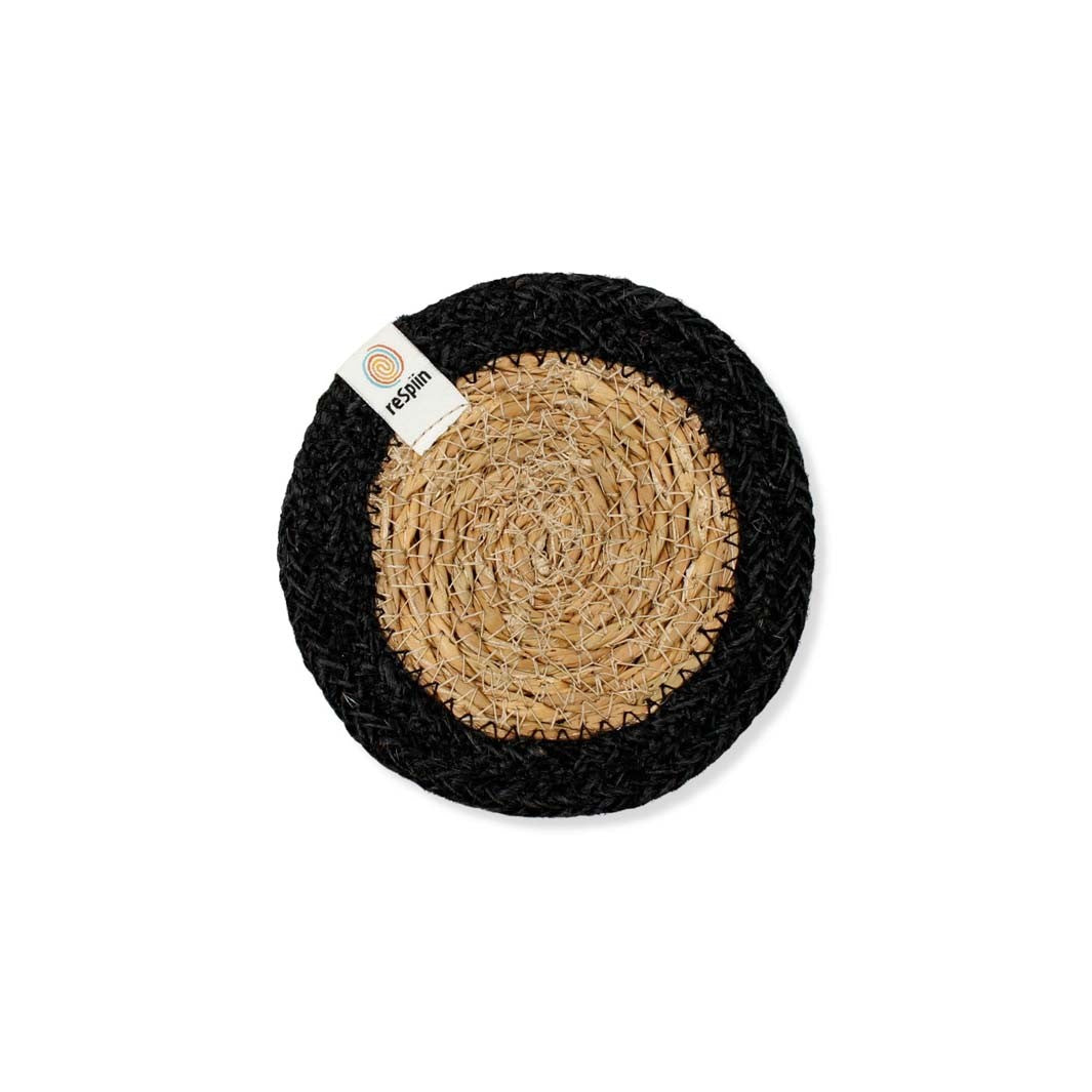 Seagrass and Jute Coaster - Natural/Black