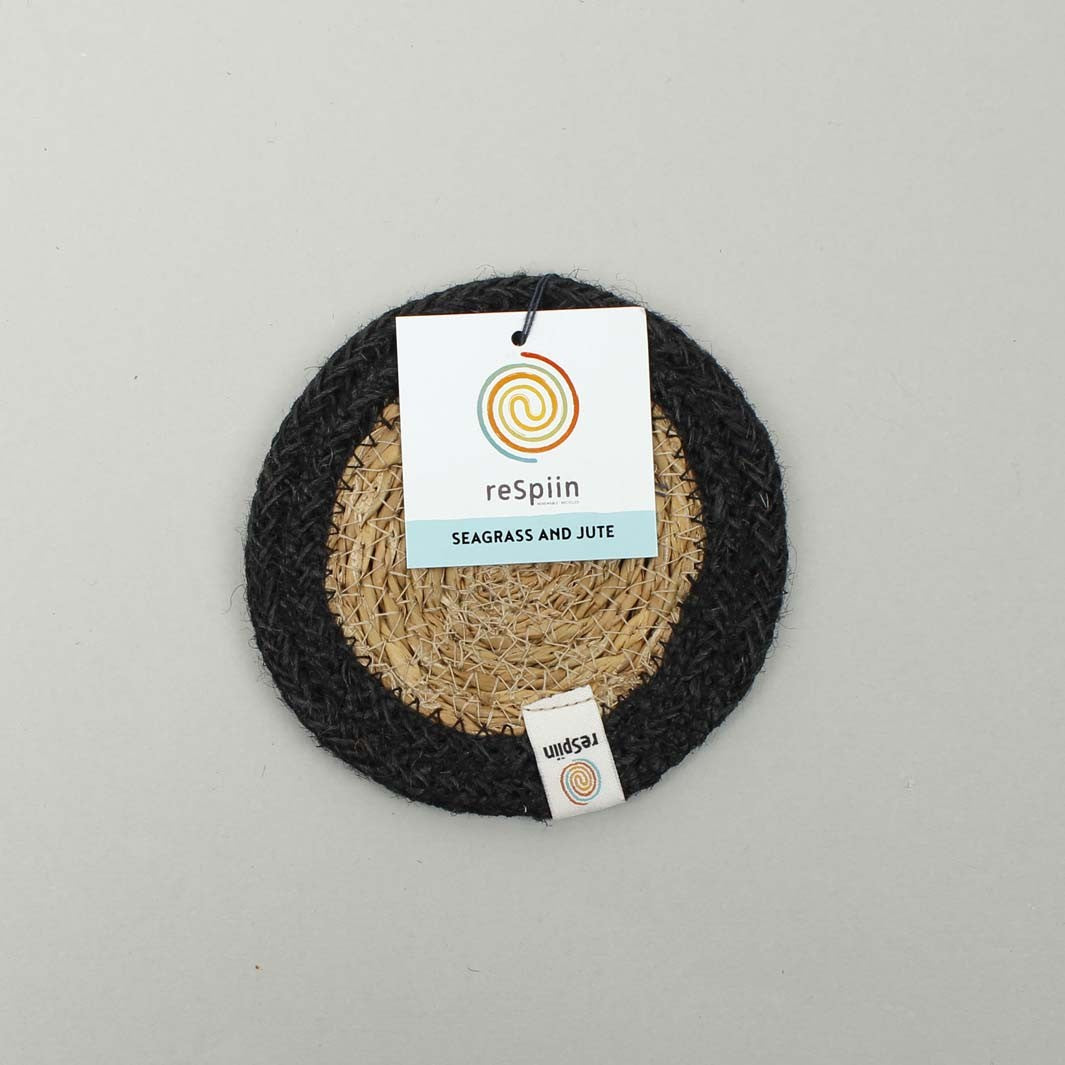 Seagrass and Jute Coaster - Natural/Black