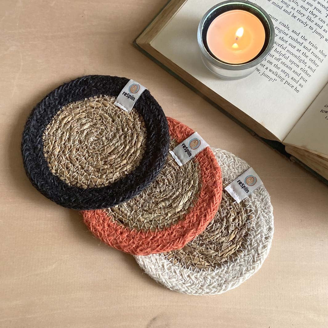 Seagrass and Jute Coaster - Natural/Black
