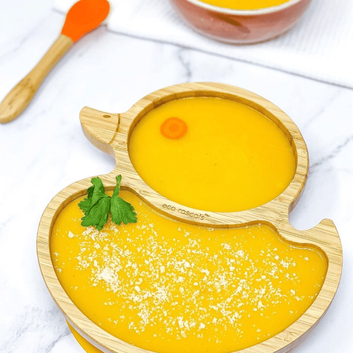 Bamboo Duck Plate with Suction Base - Yellow