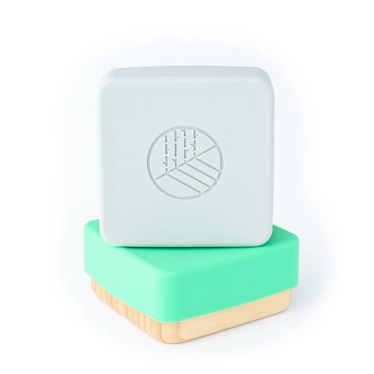 Natural Bamboo Snack Pots - Set of Two - Green & Grey