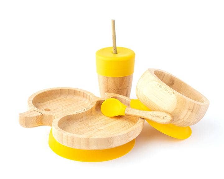 Duck Plate, Straw Cup, Bowl & Spoon Gift Set - Yellow