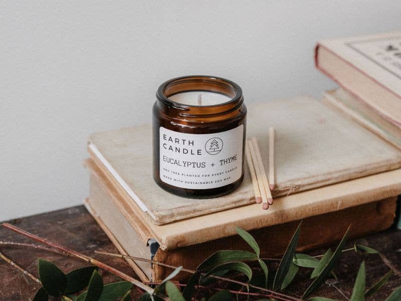 Eucalptus + Thyme Soy Wax Eco Candle: 120ml - 25hr Burn