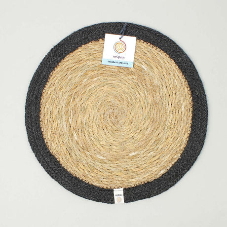 Seagrass and Jute Tablemat - Natural/Black