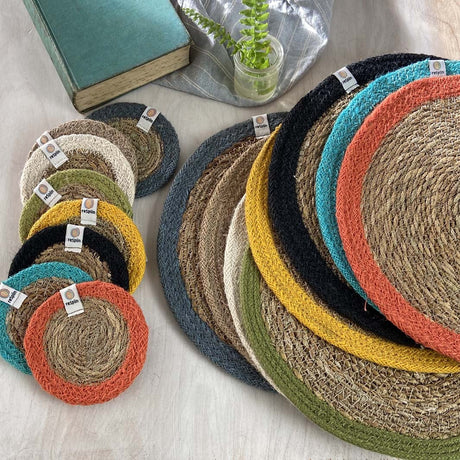 Seagrass and Jute Tablemat - Natural/Orange