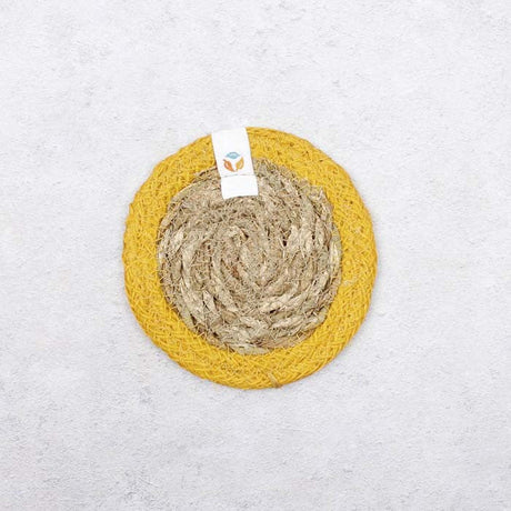 Seagrass and Jute Coaster - Natural/Yellow