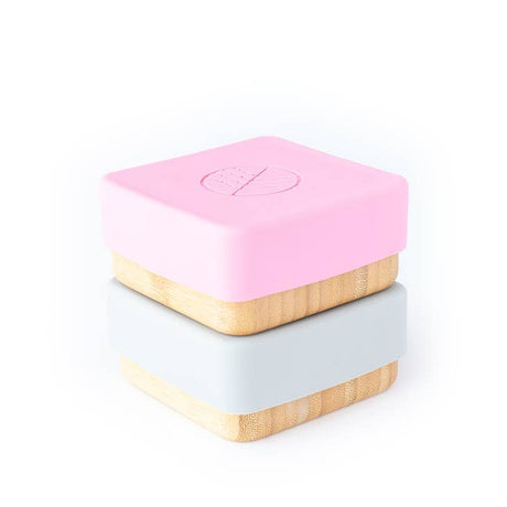 Natural Bamboo Snack Pots - Set of Two. - Pink & Grey