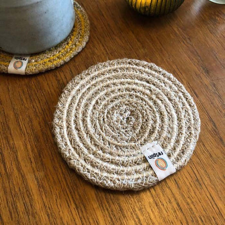 Spiral Jute Coaster - Natural/White