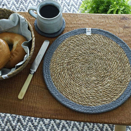 Seagrass and Jute Tablemat - Natural/Grey