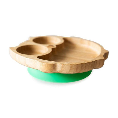 Eco Rascals Bamboo Owl Plate with Suction Base - Green