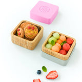 Natural Bamboo Snack Pots - Set of Two. - Pink & Grey