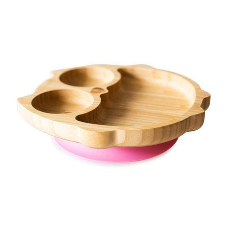 Eco Rascals Bamboo Owl Plate with Suction Base - Pink