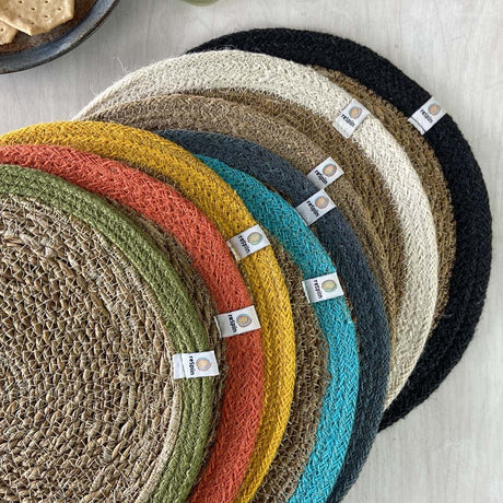 Seagrass and Jute Tablemat - Natural/Yellow
